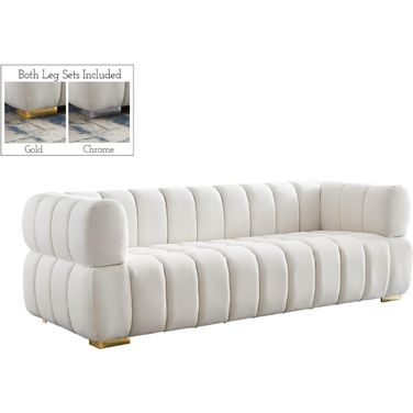 Gwen Velvet Sofa In Cream