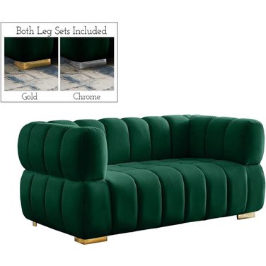 Gwen Velvet Loveseat In Green