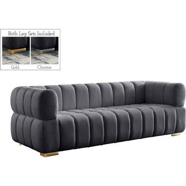 Gwen Velvet Sofa In Grey