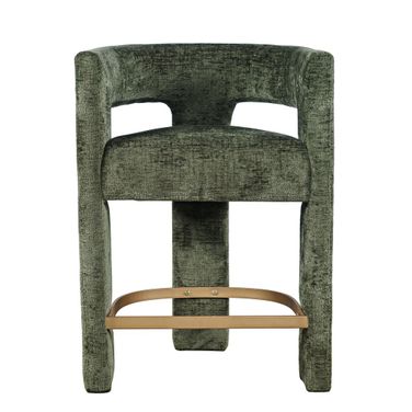 Gwen Upholstered Sculpture Counter Stool In Forest
