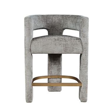 Gwen Upholstered Sculpture Counter Stool In Grey