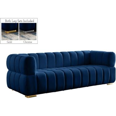 Gwen Velvet Sofa In Navy