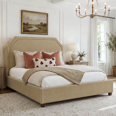 Gwen Queen Upholstered Bed In Mellow Teak