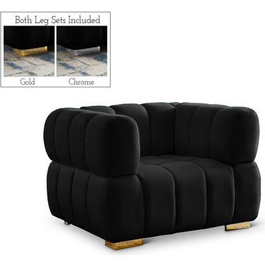 Gwen Velvet Chair In Black