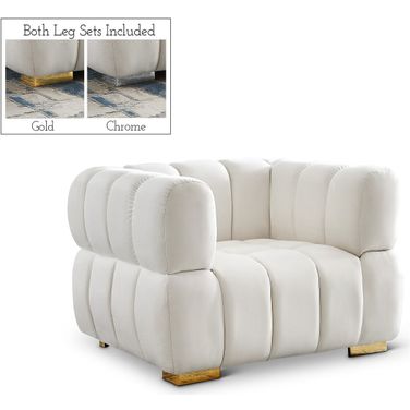 Gwen Velvet Chair In Cream