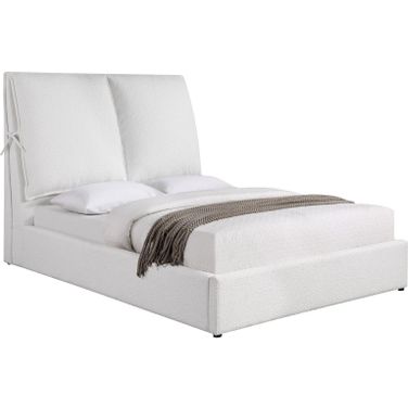 Gwendoline Upholstered Queen Platform Bed with Pillow Headboard White