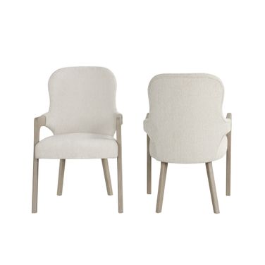 Gwendolyn Upholstered Arm Chair Set of 2 In Cerused Taupe