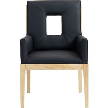 Gwendolyn Vegan Leather Dining Arm Chair In Black