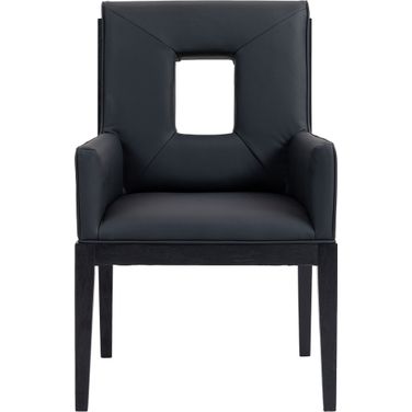 Gwendolyn Vegan Leather Dining Arm Chair In Black
