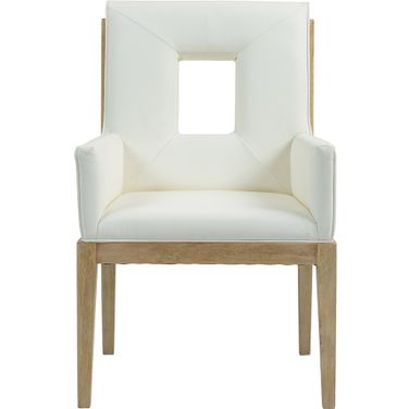 Gwendolyn Vegan Leather Dining Arm Chair In Cream and Black