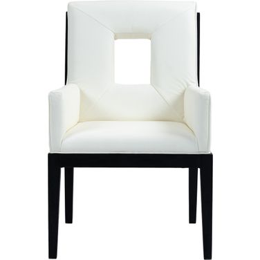 Gwendolyn Vegan Leather Dining Arm Chair In Cream and Black