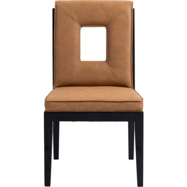 Gwendolyn Vegan Leather Dining Side Chair Set of 2 In Cognac and Black