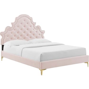 Gwyneth Tufted Performance Velvet Queen Platform Bed MOD-6751-PNK