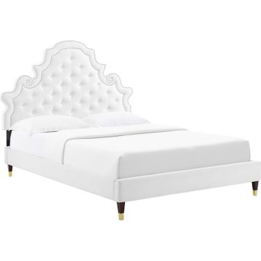 Gwyneth Tufted Performance Velvet Queen Platform Bed MOD-6752-WHI