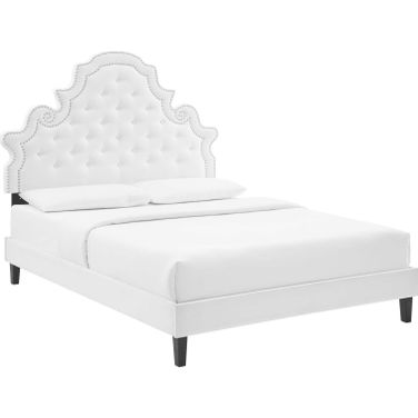 Gwyneth Tufted Performance Velvet Queen Platform Bed MOD-6753-WHI