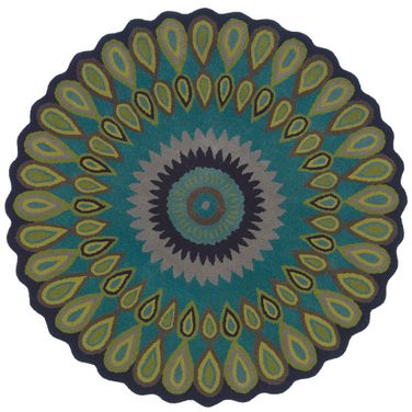 Gylix Multi Floral Hand-Tufted Wool Area Rug In Green