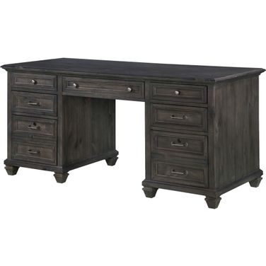 Sutton Place Weathered Charcoal Executive Desk