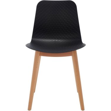 Haddie Molded Plastic Dining Chair Set of 2 In Black and Natural