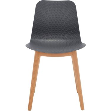 Haddie Molded Plastic Dining Chair Set of 2 In Grey and Natural