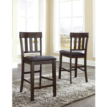 Haddigan Dark Brown Upholstered Barstool Set of 2