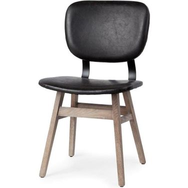 Haden I Black Faux-Leather Wrap Brown Solid Wood And Iron Base Dining Chair
