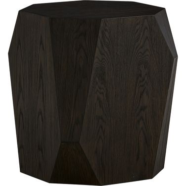 Haden Solid Wood with Oak Veneer Geometric Modern Design 18.5 Inch End Table In Dark Brown