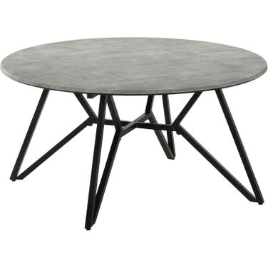Hadi Round Coffee Table with Hairpin Legs Cement and Gunmetal