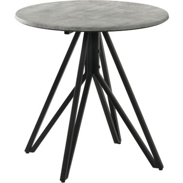 Hadi Round End Table with Hairpin Legs Cement and Gunmetal