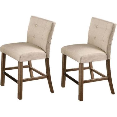 Hadley Solid Wood Counter Height Chair Set of 2 In Light Gray And Beige