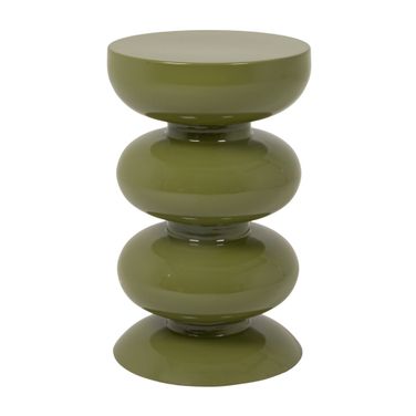 Hadrian Round High Gloss Metal Stacked Side Table In Green