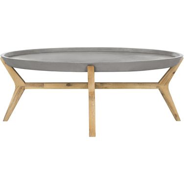 Hadwin Dark Grey Modern Concrete Oval Indoor/Outdoor Coffee Table