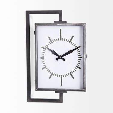 Hagar Rectangular Large Industrial Wall Clock In Black