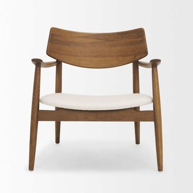 Haggen Oak Wood with Fabric Accent Chair In Brown