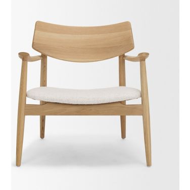Haggen Oak Wood with Fabric Accent Chair In In Gray