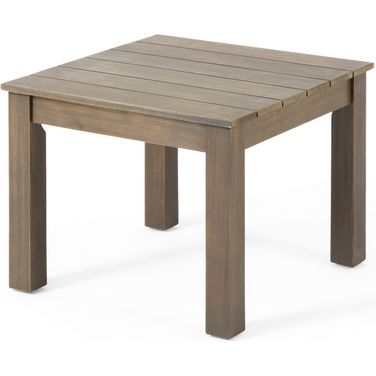 Halcyon Outdoor Side Table with Slat Design and Acacia Wood Frame In Grey