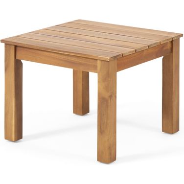 Halcyon Outdoor Side Table with Slat Design and Acacia Wood Frame In Teak