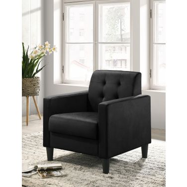 Hale 27.5 Inch Velvet Accent Armchair with Tufting In Black