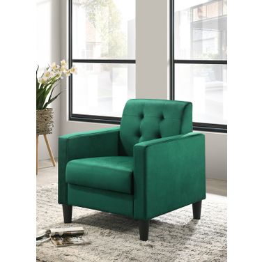 Hale 27.5 Inch Velvet Accent Armchair with Tufting In Green