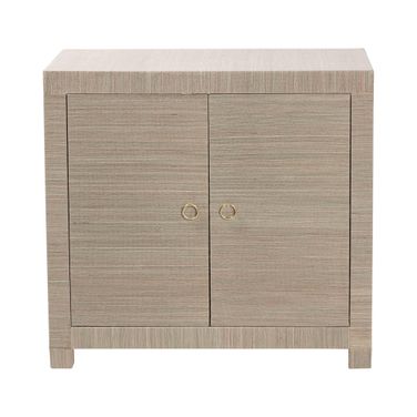Halen Two-Door Natural Grasscloth Storage Cabinet In Beige