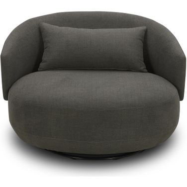 Haley Upholstered Swivel Cuddler Chair In Charcoal