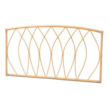 Halia Rattan Wall Mount Queen Headboard In Natural Brown