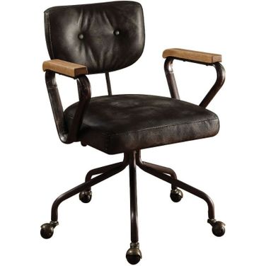Hallie Vintage Black Leather Executive Office Chair