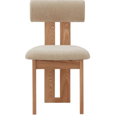 Halloway Boucle and Wood Dining Chair In Tan and Natural