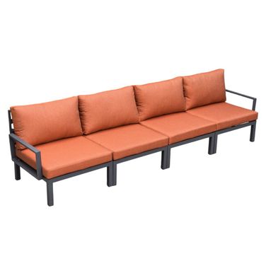 Hamilton Aluminum Patio 4-Seater Sofa with Cushions In Orange