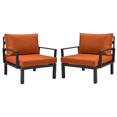Hamilton Aluminum Patio Armchairs with Cushions Set of 2 In Orange