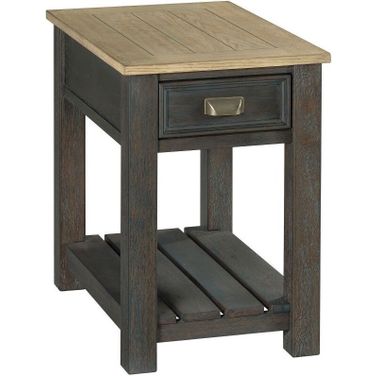 Hamilton Chairside Table In Toasted Caramel and Smoked Charcoal