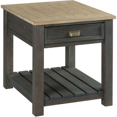 Hamilton Rectangular End Table In Toasted Caramel and Smoked Charcoal