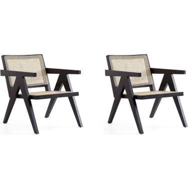 Hamlet Accent Chair In Black And Natural Cane Set of 2
