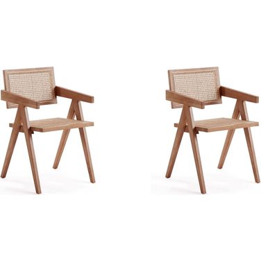 Hamlet Dining Arm Chair In Nature Cane Set of 2