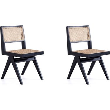 Hamlet Dining Chair In Black And Natural Cane Set of 2